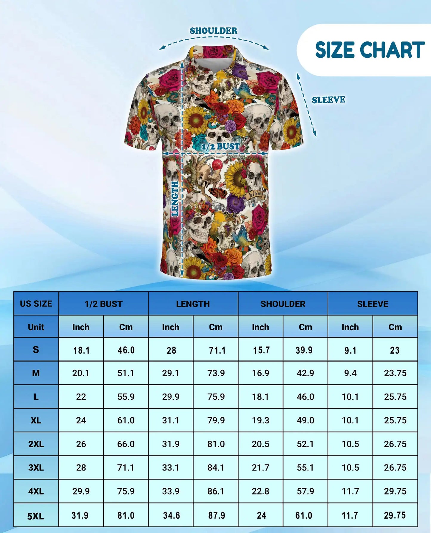 Skull Flower Polo Shirt for Men – Day of the Dead Style | Netecom