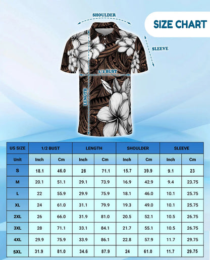 Polynesian Plumeria Polo Shirt For Men-Tribal Island Flower Tropical Aloha | Netecom