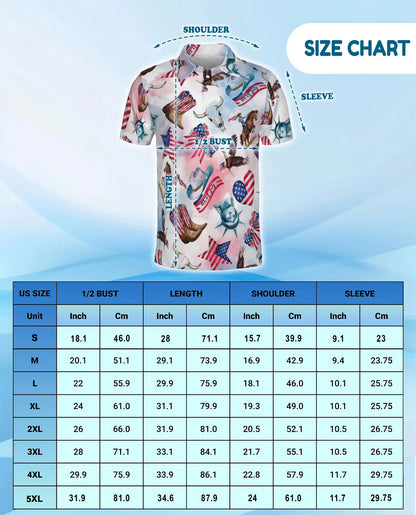 4th of July American Patriotic Horse Polo Shirt for Men | Netecom