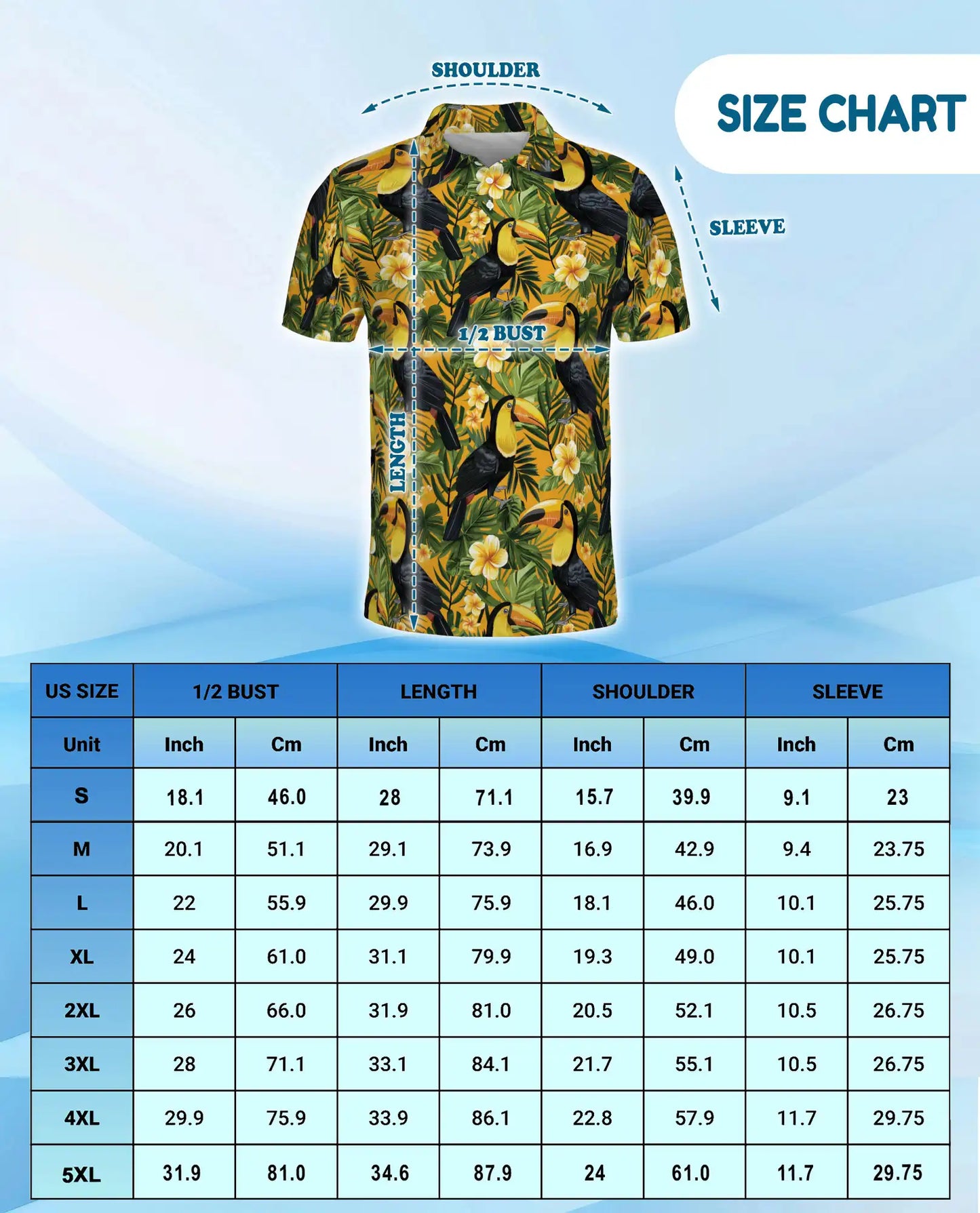 Toucan Tropical Floral Polo Shirt for Men-Jungle Bird Hawaiian Style | Netecom