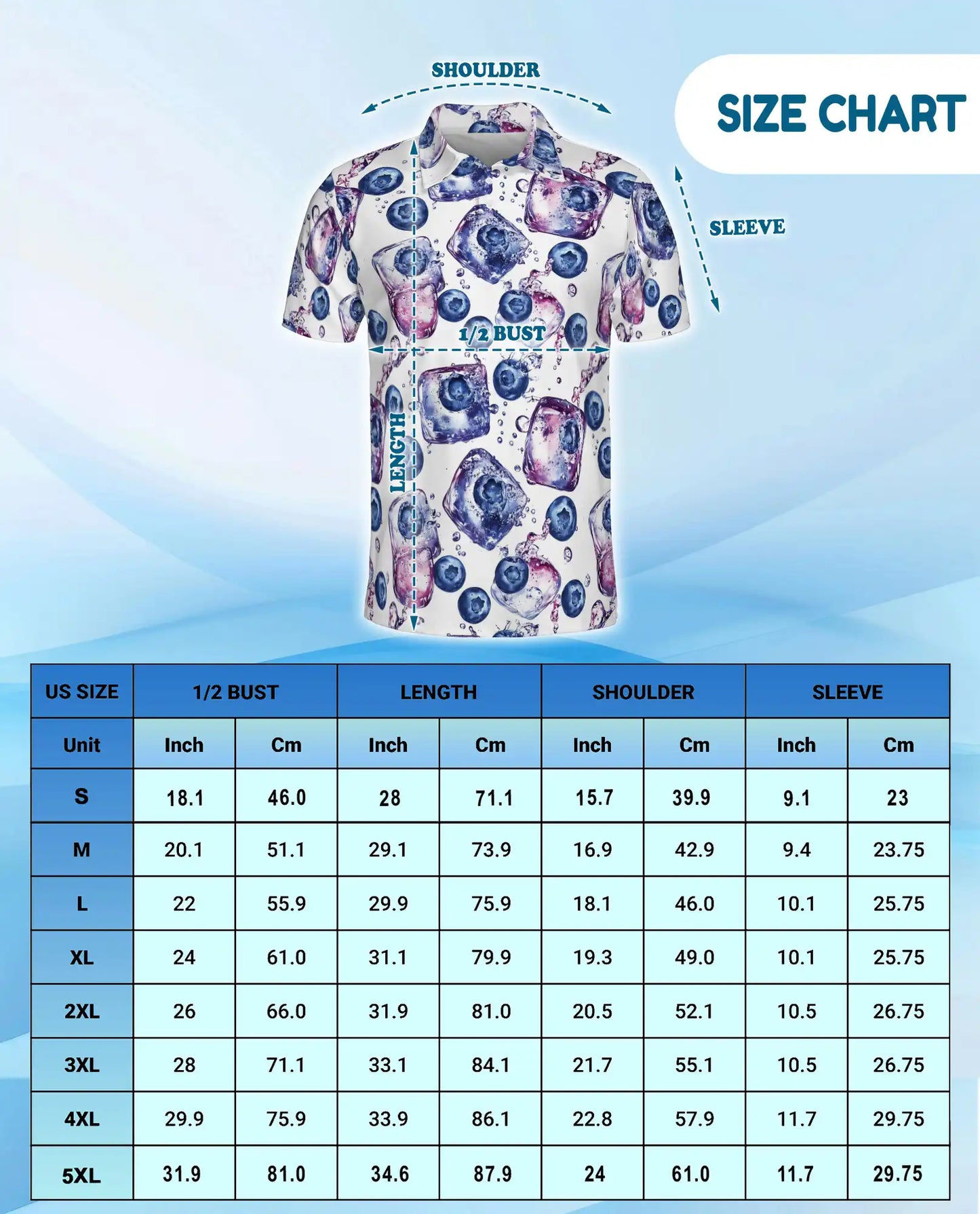 Blueberry Ice Polo Shirt for Men – Netecom Hawaiian Summer Shirt | Netecom