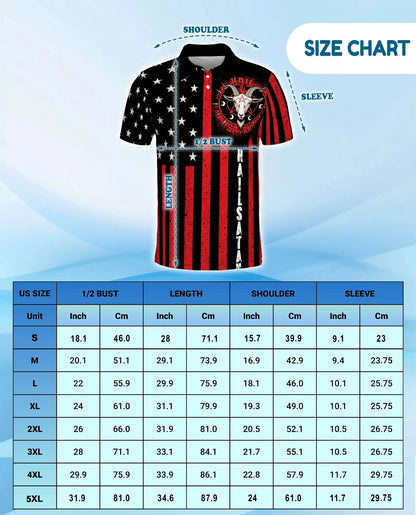 Hail Satan American Flag Polo Shirt for Men – Gothic Punk Style | Netecom