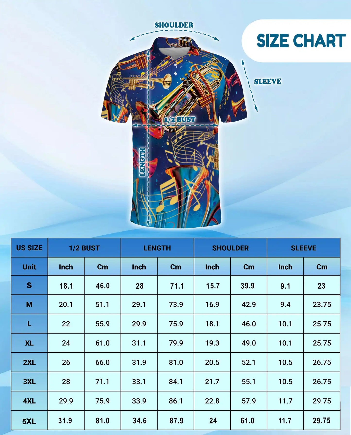 Trumpet Music Polo Shirt for Men – Jazz Band Style | Netecom