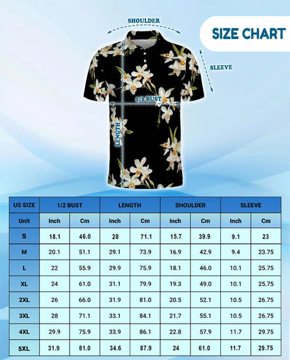 White Orchid Polo Shirt - Elegant Tropical Floral Style | Netecom