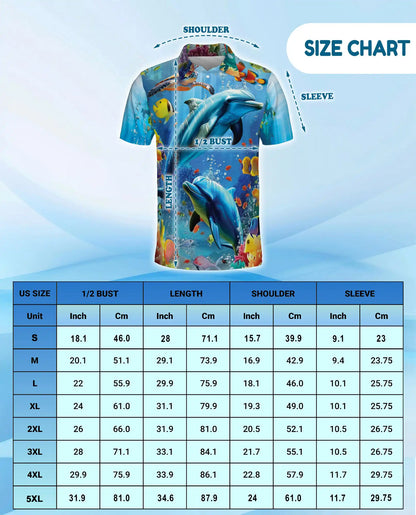 Underwater Dolphin Polo Shirt for Men – Tropical Ocean Sea Style | Netecom