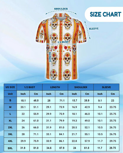 Floral Sugar Skull Polo Shirt - Day of the Dead Style | Netecom