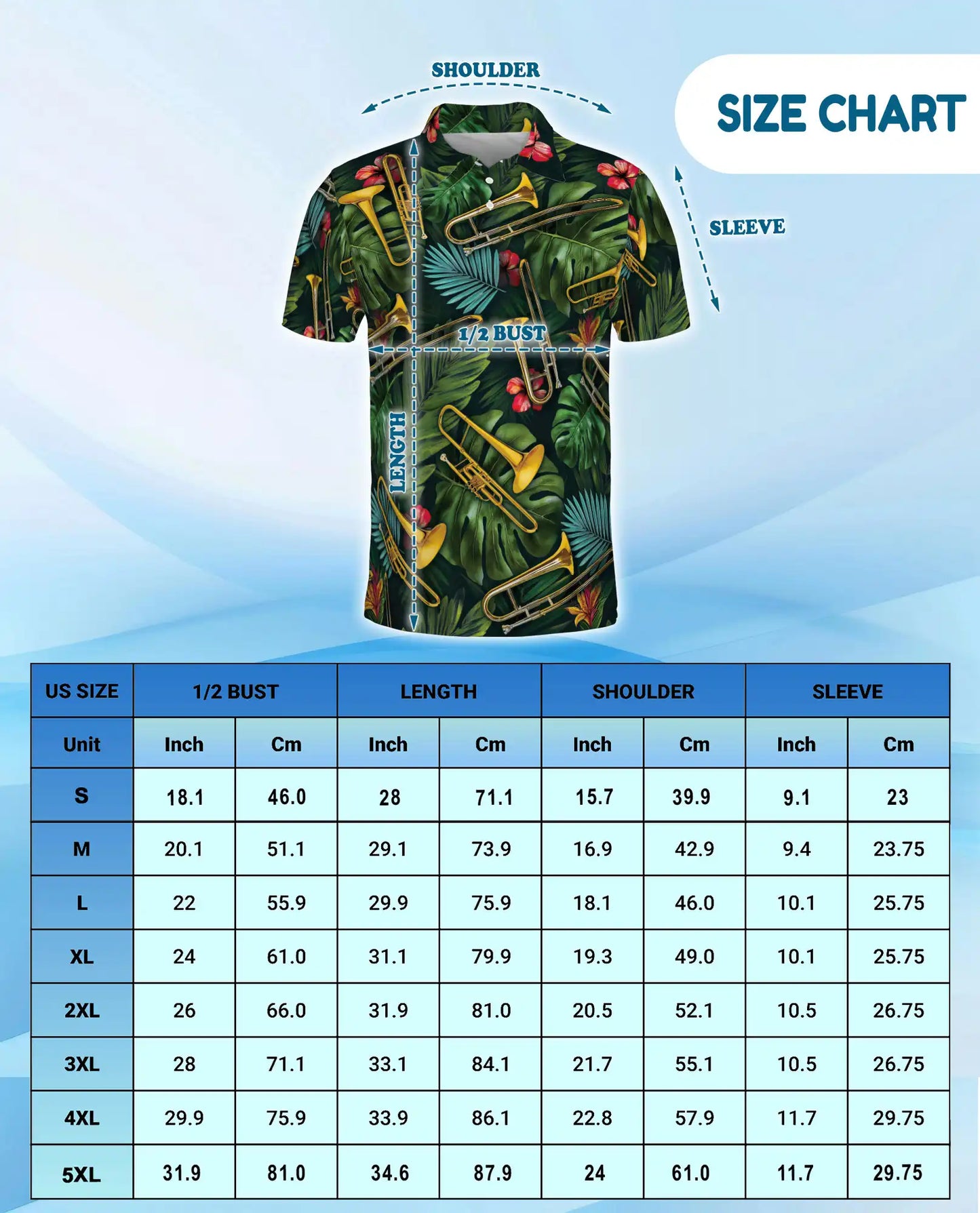 Tropical Trombone Polo Shirt - Brass Band Music Style | Netecom