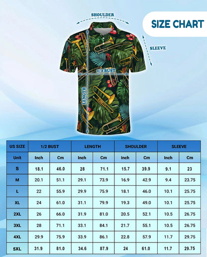 Tropical Trombone Polo Shirt - Brass Band Music Style | Netecom