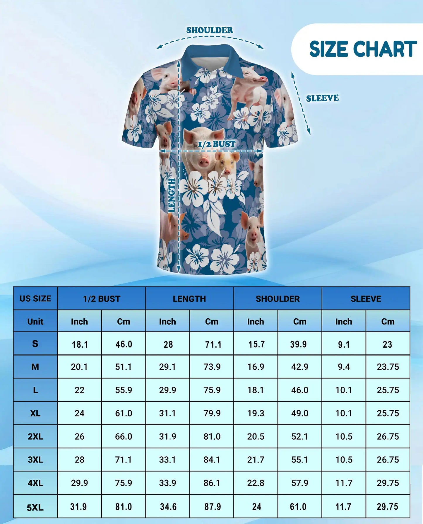 Pig Hawaiian Floral Polo Shirt for Men- Cute Farm Pig Tropical Flower | Netecom