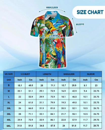 Tropical Parrot Polo Shirt for Men – Jungle Vacation Style | Netecom