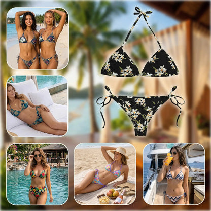 Orchid Bikini Set for Women, Two Piece Swimsuit, Elegant Floral Beachwear | Netecom