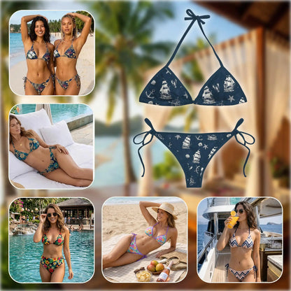 Anchor Bikini Set for Women, Two Piece Swimsuit, Nautical Beachwear | Netecom