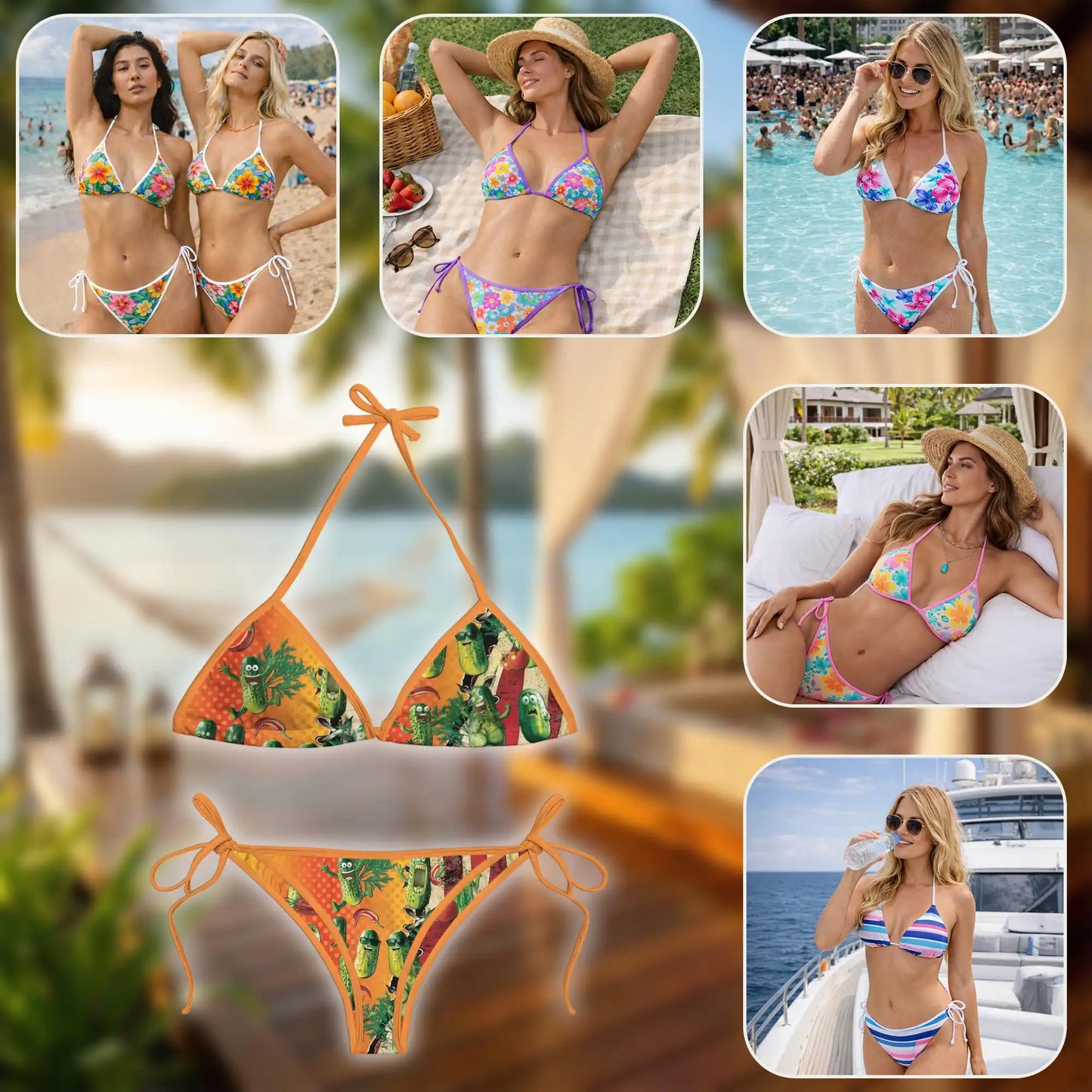 Funny Pickles Bikini Set – Novelty Food Two Piece Swimsuit | Netecom
