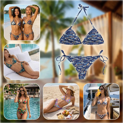 Japanese Fish Bikini Set for Women Two Piece Swimsuit – Ocean Fish Print | Netecom