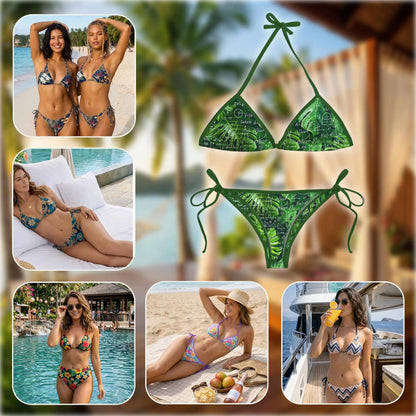 Tropical Math Bikini Set for Women, Two Piece Swimsuit, Science Pattern Beachwear | Netecom