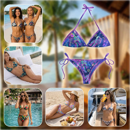 Astronauts Bikini Set for Women, Two Piece Swimsuit, Space and Astronaut Print Beachwear | Netecom