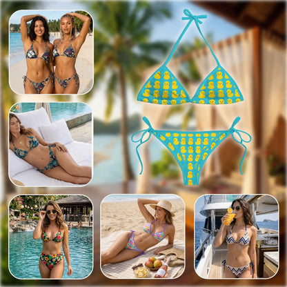 Yellow Duck Pattern Bikini Set for Women, Two Piece Swimsuit, Cute Animal Beachwear | Netecom