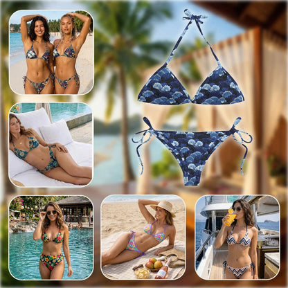 Ginkgo Leaves Bikini Set for Women, Two Piece Swimsuit, Elegant Botanical Beachwear | Netecom