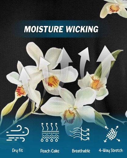 White Orchid Polo Shirt - Elegant Tropical Floral Style | Netecom
