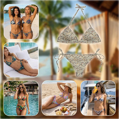 Trout Bikini Set for Women, Two Piece Swimsuit, Fishing Lake Beachwear | Netecom