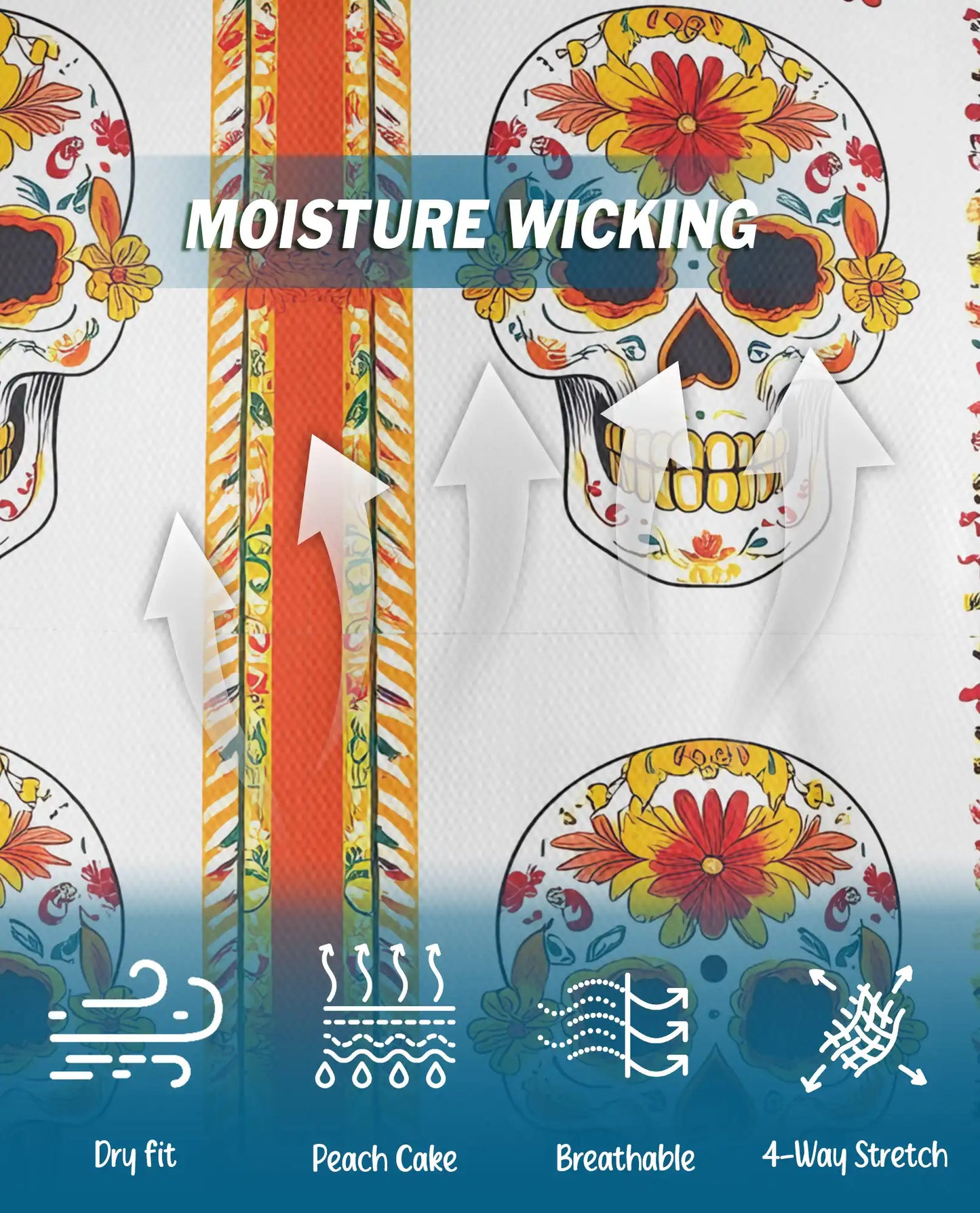 Floral Sugar Skull Polo Shirt - Day of the Dead Style | Netecom