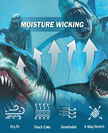Shark Attack Horror 3D Polo Shirt for Men – Ocean Monster | Netecom