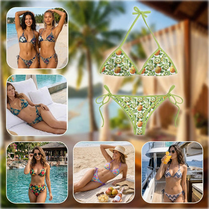 Kiwi Bikini Set for Women, Two Piece Swimsuit, Tropical Fruit Beachwear | Netecom
