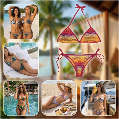 Tropical Coyote Bikini Set for Women, Two Piece Swimsuit, Desert Wildlife Beachwear | Netecom