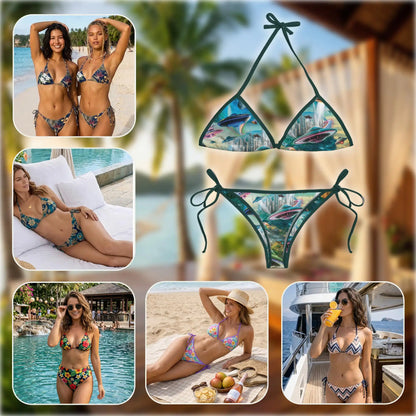 Alien UFO Bikini Set for Women, Two Piece Swimsuit, Sci Fi Space Beachwear | Netecom