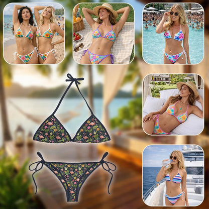 Flamingo Bikini Set – Tropical Floral Two Piece Swimsuit | Netecom