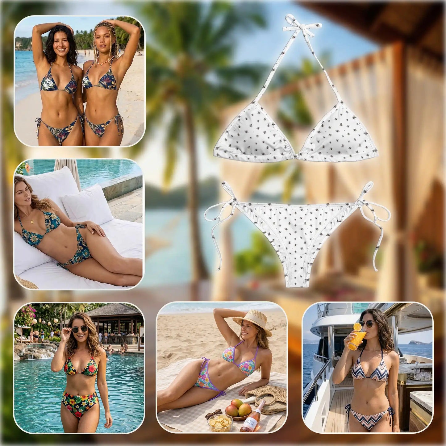 Tiny Fly Bikini Set for Women, Two Piece Swimsuit, Minimalist Insect Beachwear | Netecom