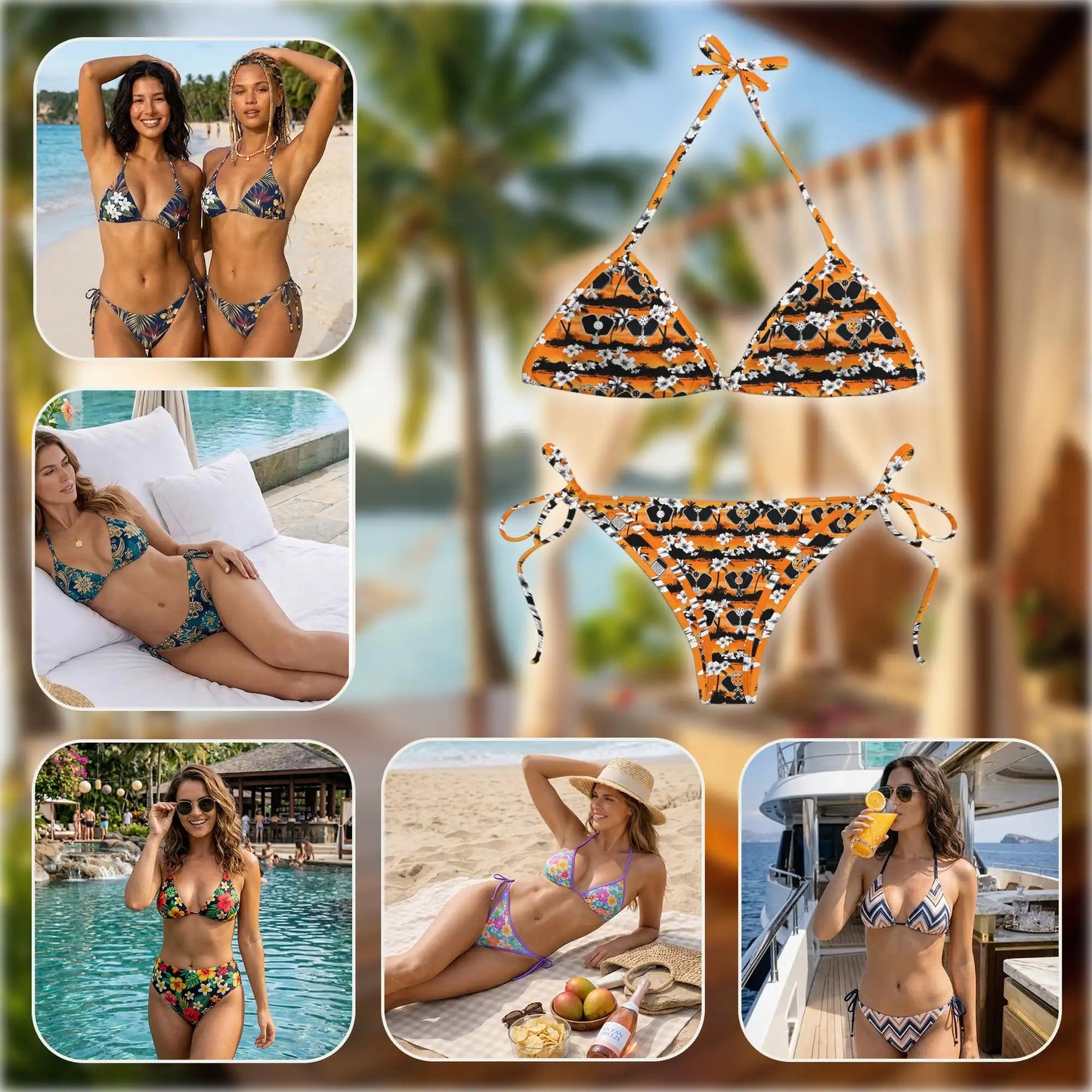Pickleball Bikini Set for Women, Two Piece Swimsuit, Sporty Beachwear | Netecom