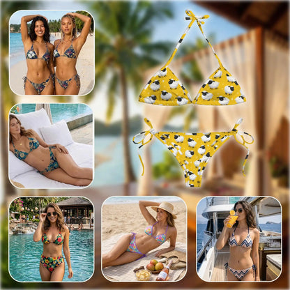 Funny Sheep Bikini Set for Women, Two Piece Swimsuit, Farm Animal Beachwear | Netecom