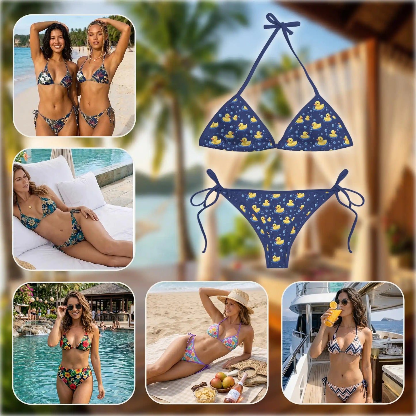 Yellow Duck Bikini Set for Women, Two Piece Swimsuit, Craft Beachwear | Netecom