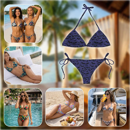 Halloween Bat Bikini Set for Women, Two Piece Swimsuit, Spooky Night Beachwear | Netecom