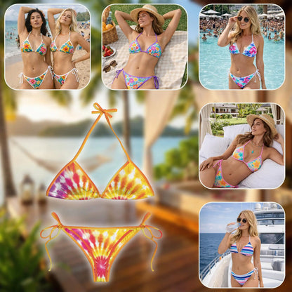 Tie Dye Bikini Set for Women, Two Piece Swimsuit, Colorful Tie Dye Print Beachwear | Netecom