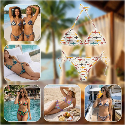 Sharks Bikini Set for Women, Two Piece Swimsuit, Ocean Beachwear | Netecom