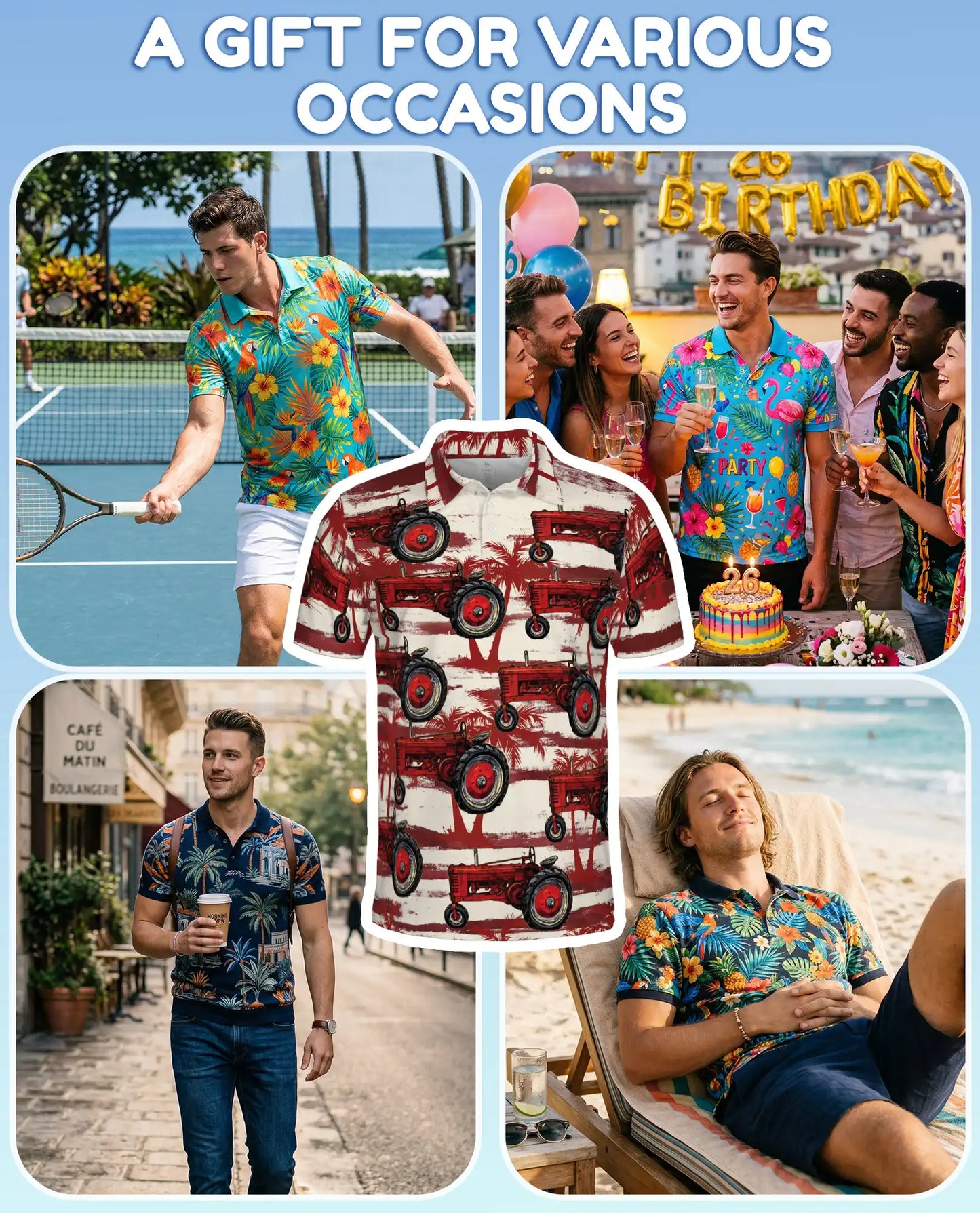 Vintage Tractor Polo Shirt – Farm Life Print | Netecom