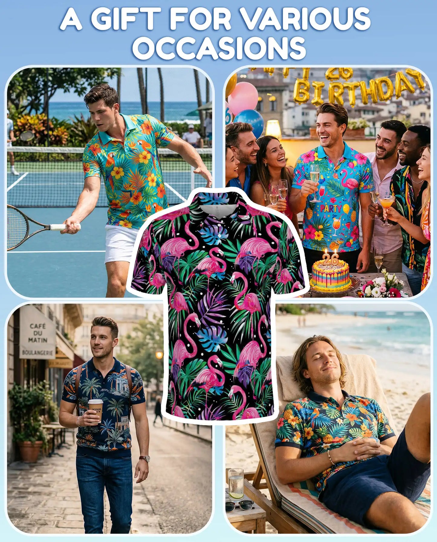 Pink Flamingo Polo Shirt for Men – Tropical Beach Style | Netecom
