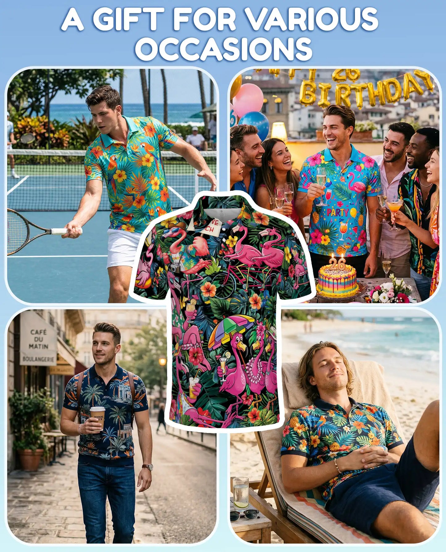 Tropical Flamingo Polo Shirt for Men – Beach Vacation Style | Netecom