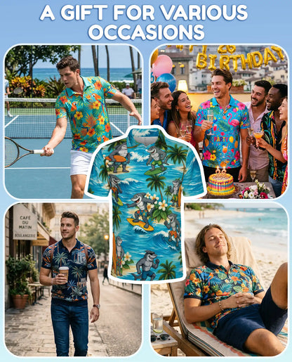 Surfing Shark Polo Shirt for Men – Beach Vacation Style | Netecom