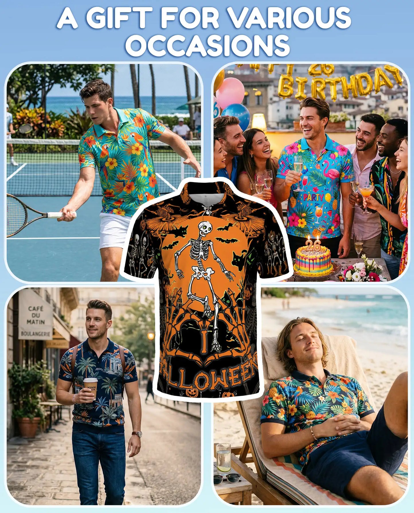 Halloween Skeleton Polo Shirt for Men – Spooky Party Style | Netecom