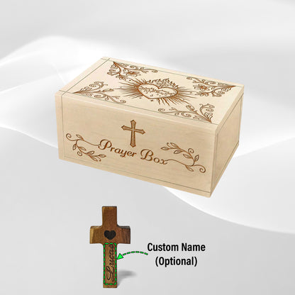 Netecom Personalized Wooden Prayer Box with 100 Prayer Request Cards & Custom Name Wooden Cross – Christian Faith Gift for Prayer, Encouragement and Spiritual Keepsake