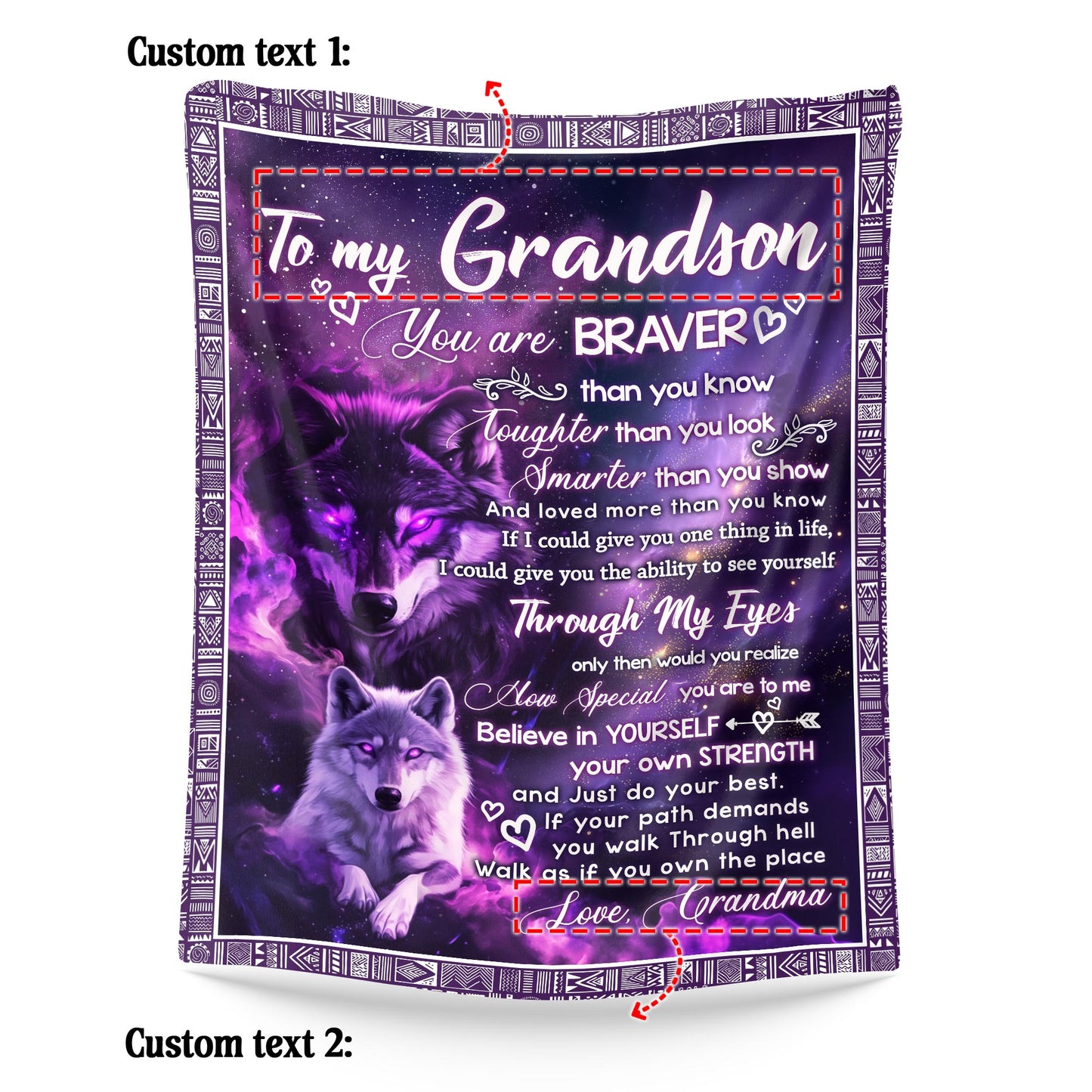 Netecom Personalized To My Grandson Blanket from Grandma, Ultra Soft Warm Throw Blanket for Couch, Bed or Sofa, Birthday Gifts for Grandson, Present for Christmas, Graduation