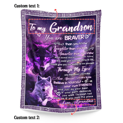 Netecom Personalized To My Grandson Blanket from Grandma, Ultra Soft Warm Throw Blanket for Couch, Bed or Sofa, Birthday Gifts for Grandson, Present for Christmas, Graduation