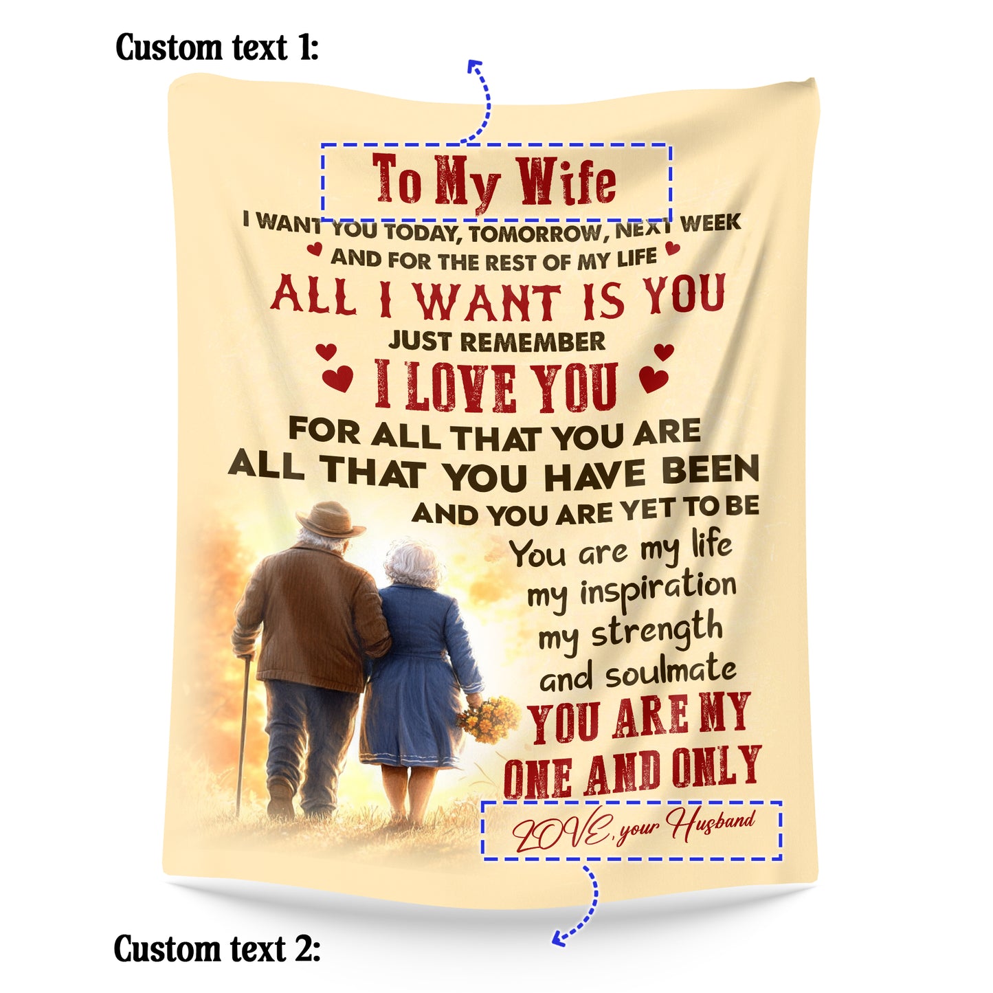 Netecom Personalized To My Wife Blanket from Husband, Custom Love Husband to Wife Throw Blanket for Couch, Bed or Sofa, Ultra Soft Warm Gift for Wife’s Birthday, Christmas, or Anniversary
