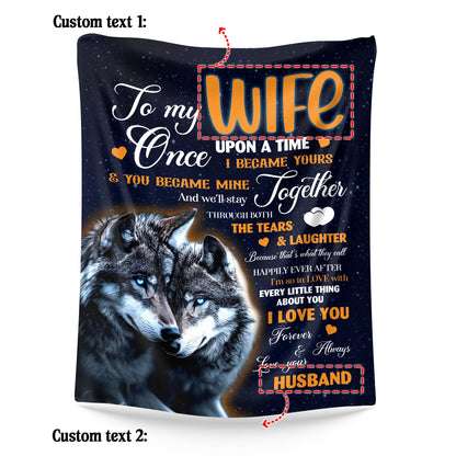 Netecom Personalized To My Wife Blanket from Husband, Romantic Wolf Couple Throw Blanket for Couch, Bed or Sofa, Ultra Soft Warm, Birthday Gifts for Wife, Wedding, Anniversary, or Valentine’s Day