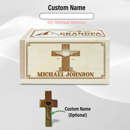 Netecom Personalized Prayer Box for Grandma with Custom Name & Handheld Cross, Christian Faith Gift with 100 Prayer Request Cards