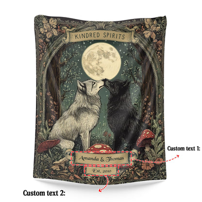 Netecom Personalized Wolf Couple Blanket, Custom Name and Established Date Throw Blanket for Couch, Bed or Sofa, Romantic Gift for Couples, Husband, Wife, Present for Christmas, Anniversary