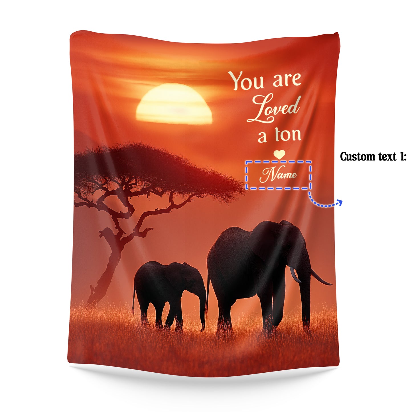 Netecom Personalized Elephant Family Blanket, Custom Name Baby Elephant Throw Blanket for Couch, Bed or Sofa, Ultra Soft Warm, Birthday Gifts for Women Men, Christmas or Anniversary Present